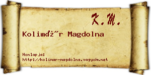 Kolimár Magdolna névjegykártya